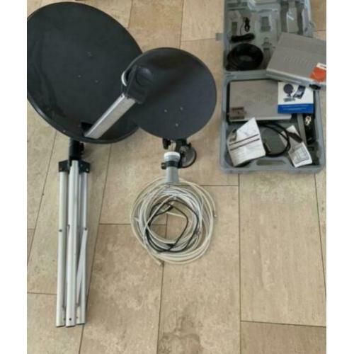 Schotelantenne Groot+klein Met 2 tuners afstandbed. Kabels