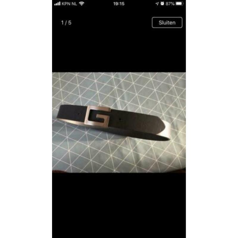 Riem leder NIEUW merk Guess 95 cm lang grijs en kliksluiting