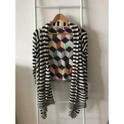 Ted Baker: zwart-wit vest met kleurrijk rugpand - maat 38