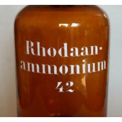 Grote Oude Apothekersfles Rhodaan-Ammonium 42 Met Emaille b