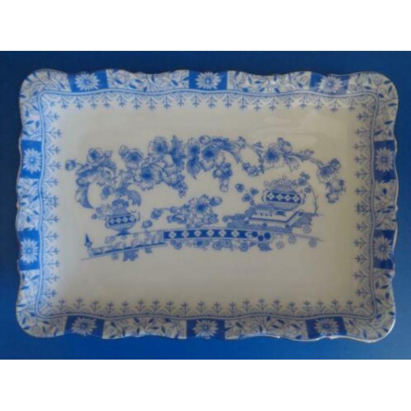 vintage blauw wit rechthoekig schaaltje Seltmann Weiden