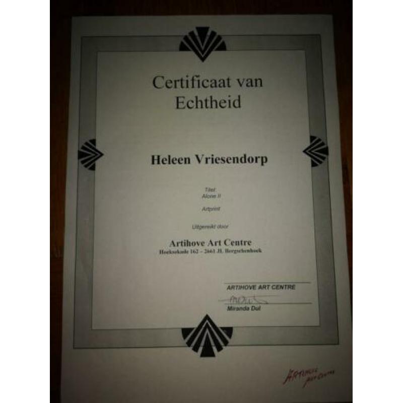 Schilderij met certificaat.