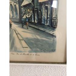 Vintage Claude Ducollet schilderij print Parijs Sacré Coeur