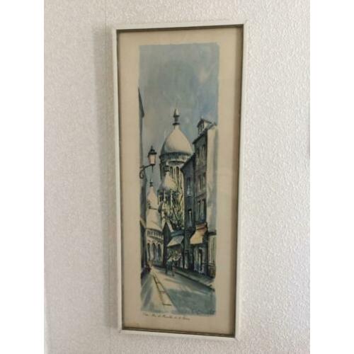 Vintage Claude Ducollet schilderij print Parijs Sacré Coeur