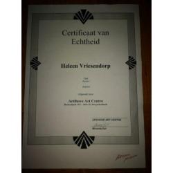 Schilderij met certificaat.