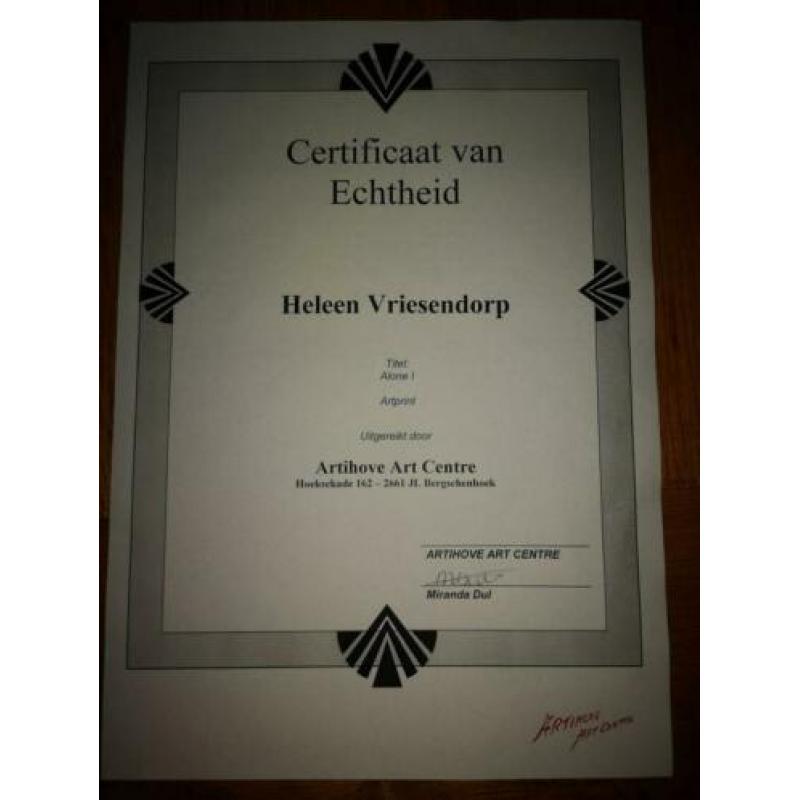 Schilderij met certificaat.