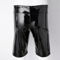 Heren zwarte pu leren korte broek kortebroek lak S M L XL