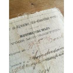 Zeer vroeg Nummerbewijs voor Motorrijwiel 1910
