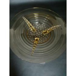 grote art deco glazen schaal geel oker fruitschaal glas
