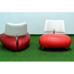 ??Als NIEUW 2 rode leren Leolux Pallone design fauteuils