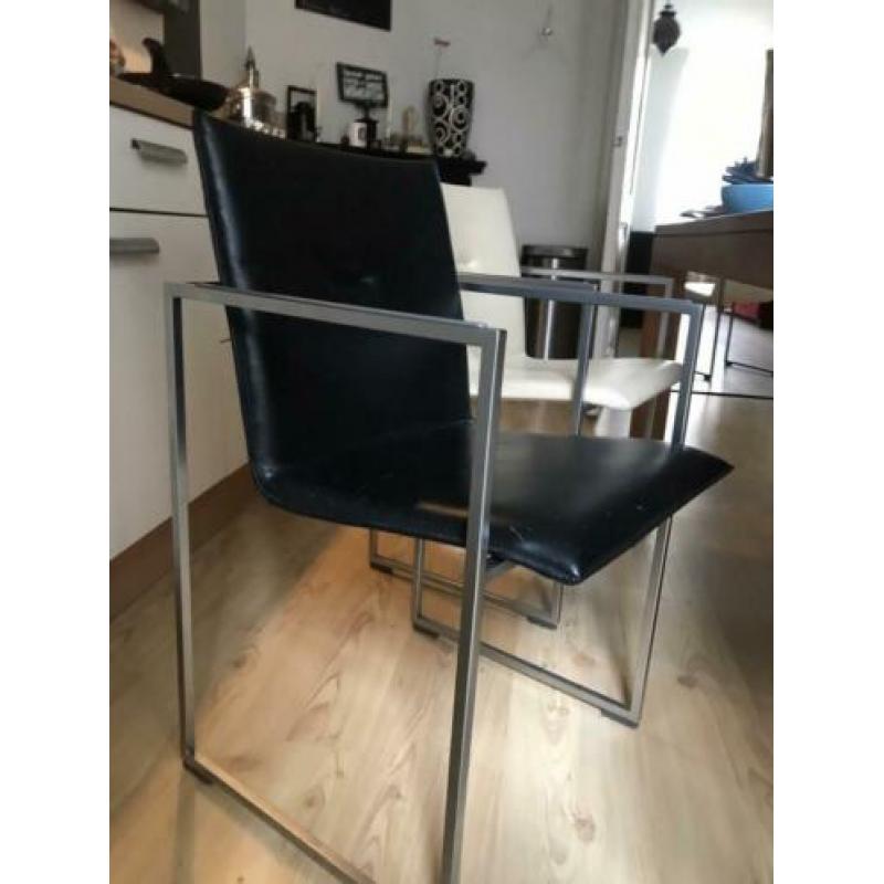 6 leren design eettafel stoelen