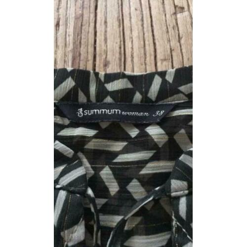 Summum woman maat 38 blouse donkergroen, ecru, goud