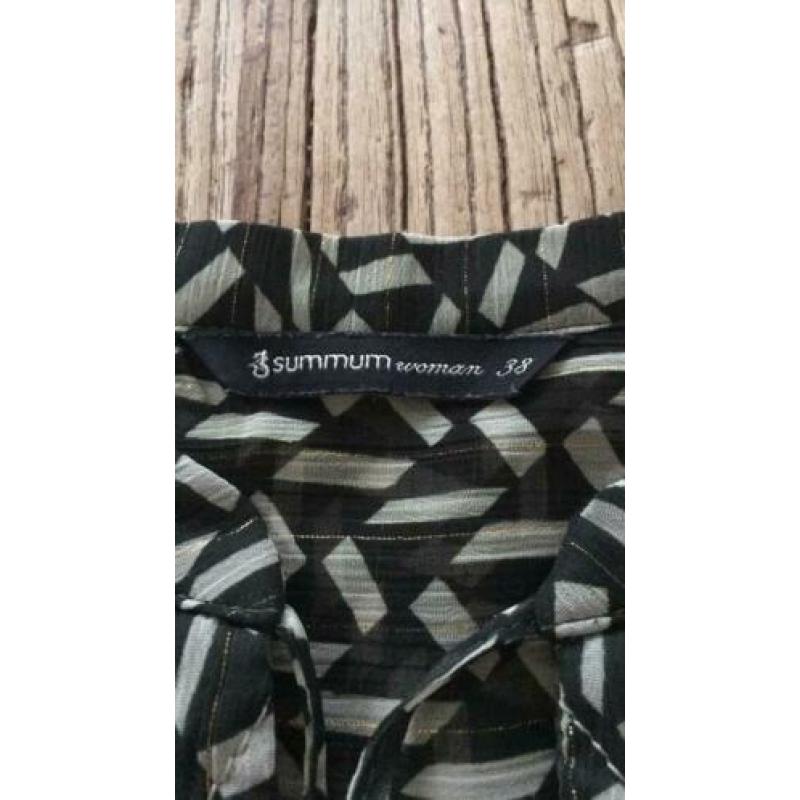 Summum woman maat 38 blouse donkergroen, ecru, goud