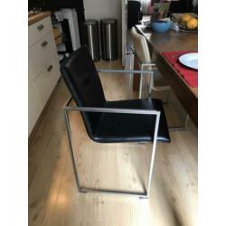 6 leren design eettafel stoelen