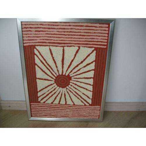 Aboriginal schilderij rood wit zonsopgang