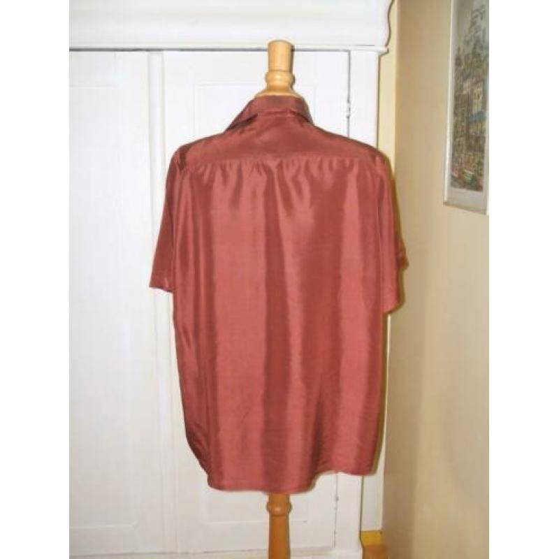 Roestbruine zijden blouse 44 Bijenkorf blouse zijde bruin
