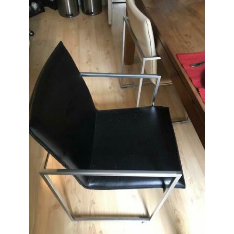 6 leren design eettafel stoelen