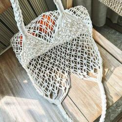 Macrame tas gehaakt beige bohemian boho EGF