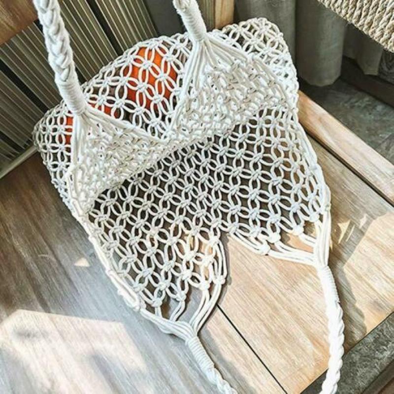 Macrame tas gehaakt beige bohemian boho EGF