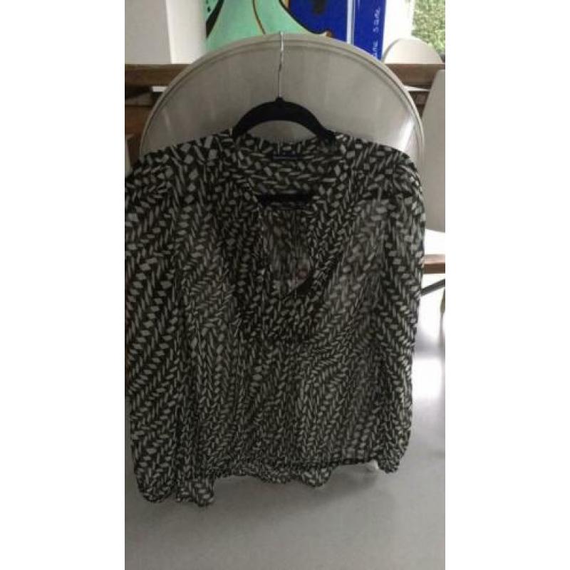 Summum woman maat 38 blouse donkergroen, ecru, goud