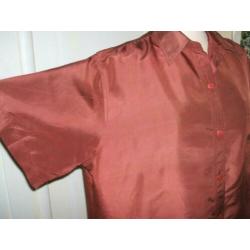Roestbruine zijden blouse 44 Bijenkorf blouse zijde bruin