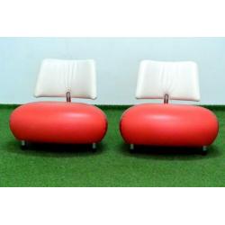??Als NIEUW 2 rode leren Leolux Pallone design fauteuils