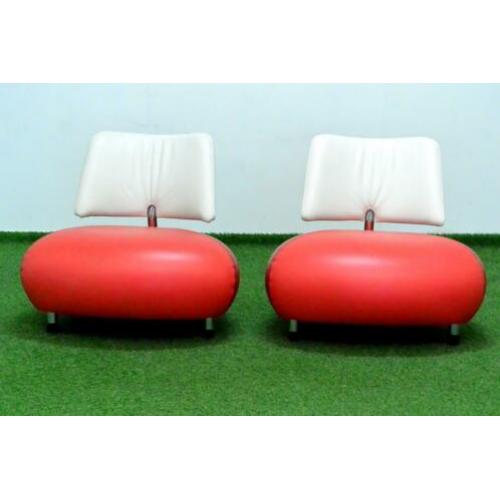 ??Als NIEUW 2 rode leren Leolux Pallone design fauteuils