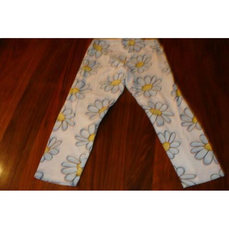 Monnalisa legging wit blauwe bloemen Minnie Mouse maat 140!