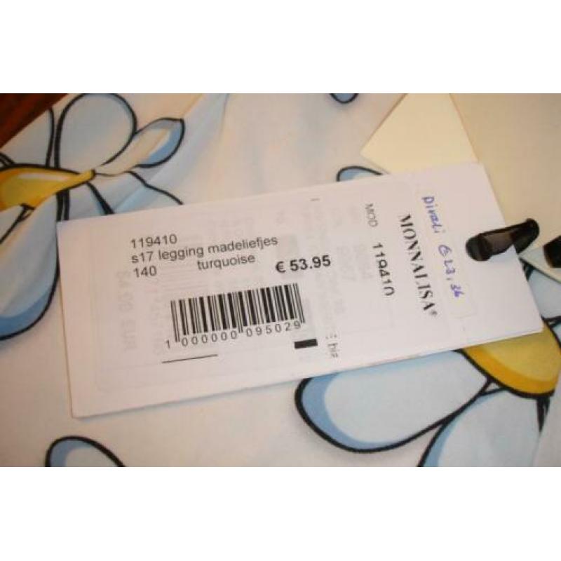 Monnalisa legging wit blauwe bloemen Minnie Mouse maat 140!