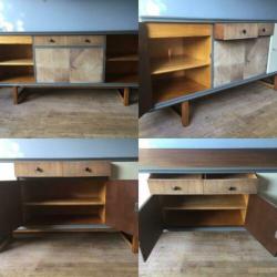 Stoer Vintage jaren’50 dressoir wandkast (massief en eco)
