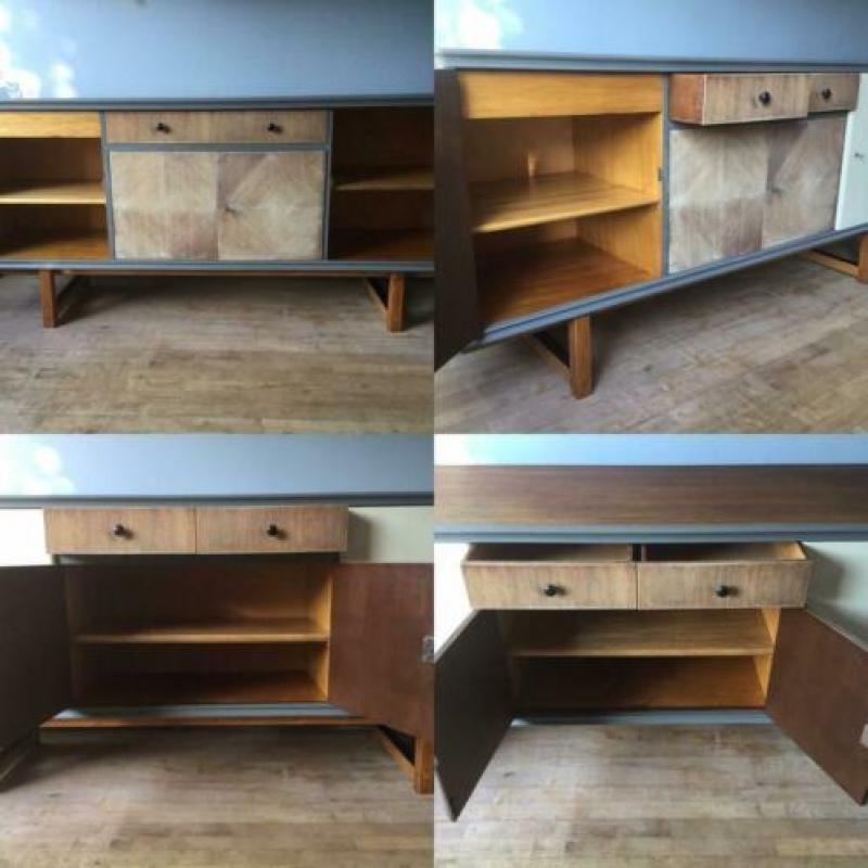 Stoer Vintage jaren’50 dressoir wandkast (massief en eco)