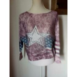 LEUK en TRENDY truitje met stars and stripes mt. M - nieuw