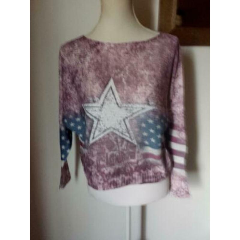 LEUK en TRENDY truitje met stars and stripes mt. M - nieuw
