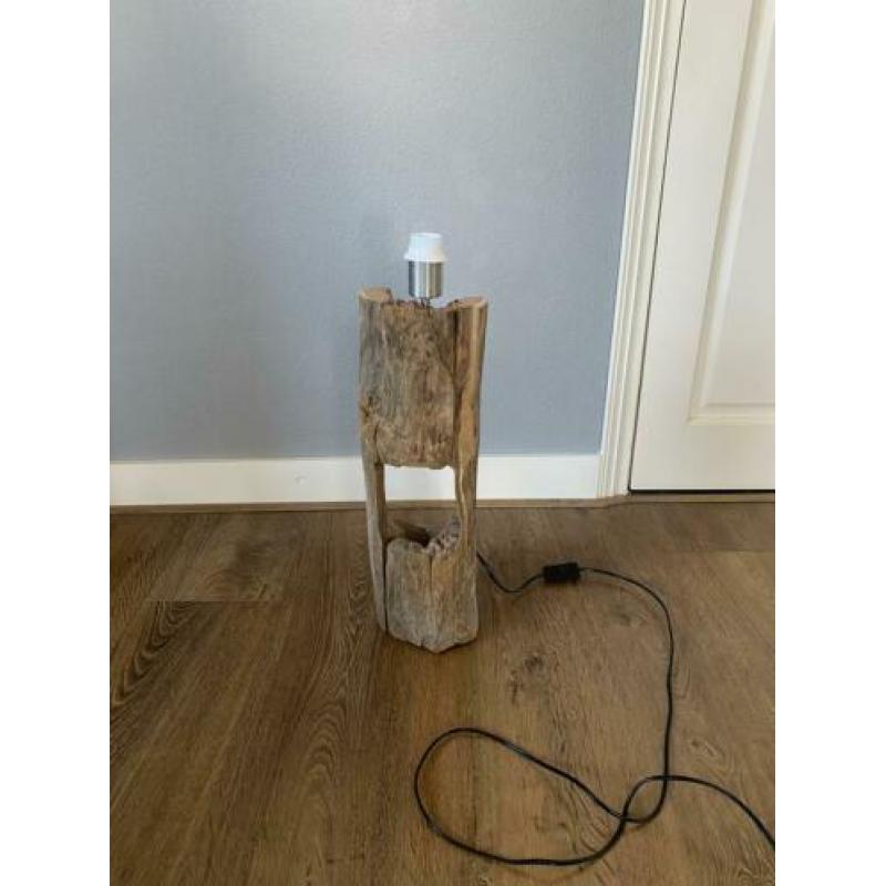 Oud hout heidepaal tafellamp excl kap
