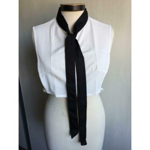 Los kraagje off white met zwart striklint, maat XS / S