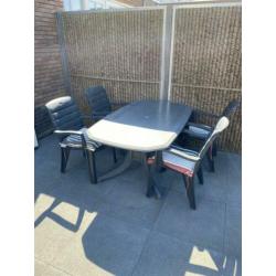 Hartman tuinset * Antraciet * 6 stoelen * voetenbankje * etc