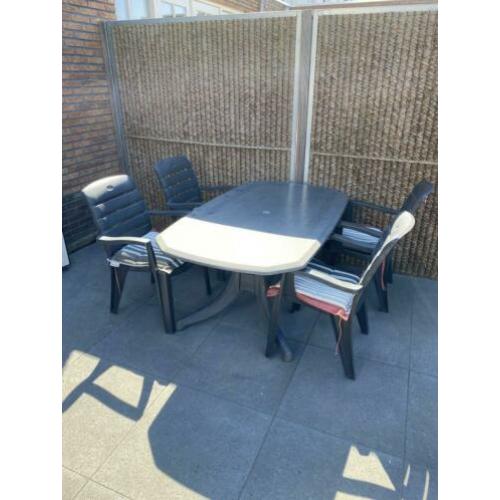 Hartman tuinset * Antraciet * 6 stoelen * voetenbankje * etc
