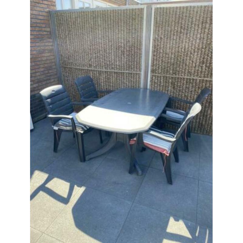 Hartman tuinset * Antraciet * 6 stoelen * voetenbankje * etc