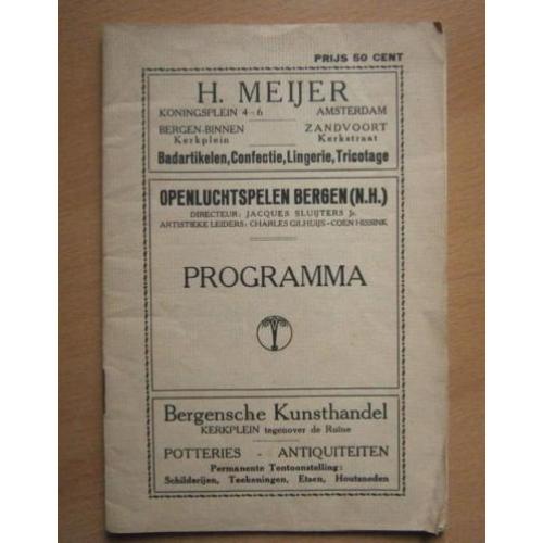 Programma - Openluchtspelen Bergen (Dir. J. Sluijters Jr.)