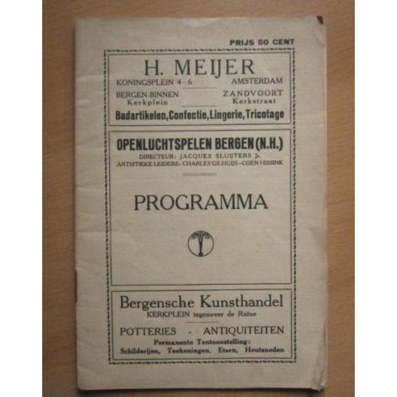 Programma - Openluchtspelen Bergen (Dir. J. Sluijters Jr.)
