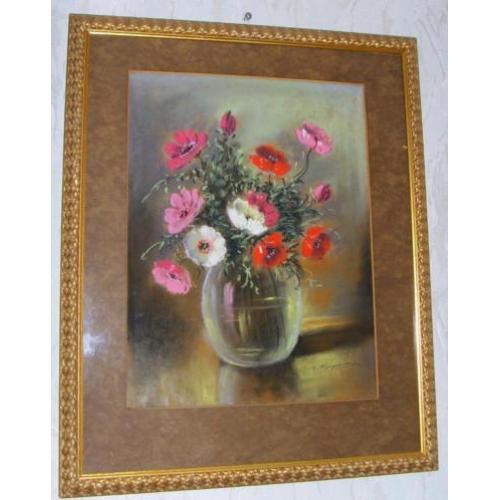 Prachtig schilderij Stilleven met bloemen, H.v Wijngaarden