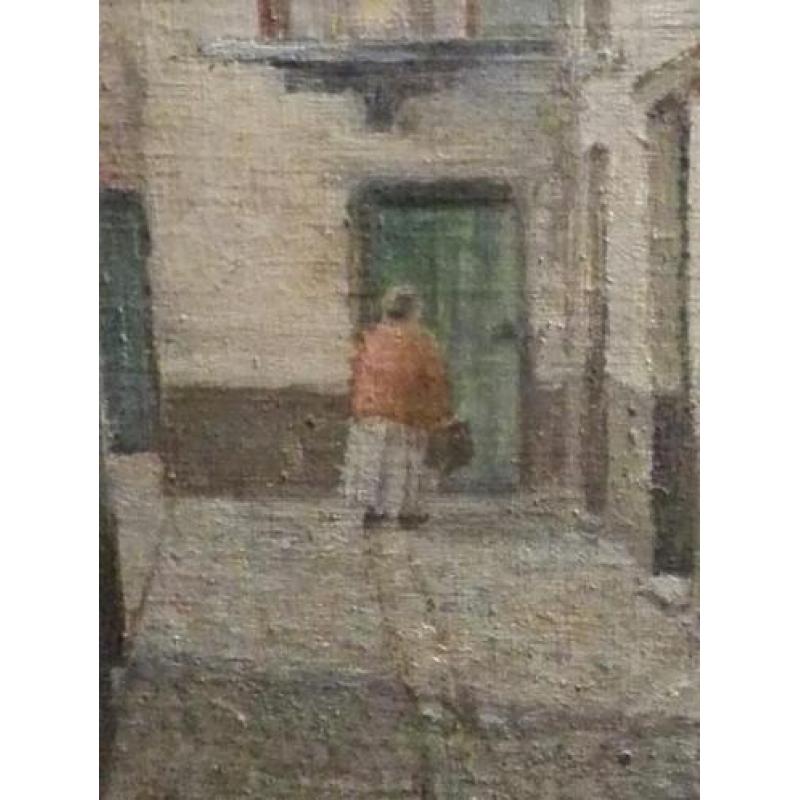 Straatbeeld met dame. Henri Waumans