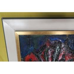 Groot, abstract schilderij. Gesigneerd: Martin ...?...