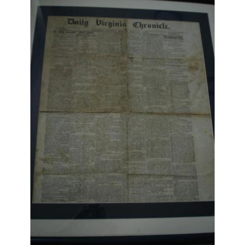 autentieke cofederate. civil war krant. uit virginia.1862.