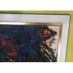 Groot, abstract schilderij. Gesigneerd: Martin ...?...
