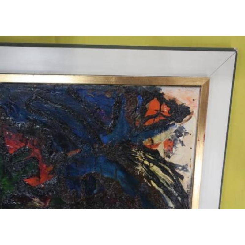 Groot, abstract schilderij. Gesigneerd: Martin ...?...