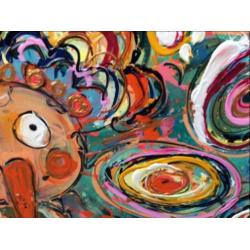 Vrolijke grote kunst kleurrijk pauw