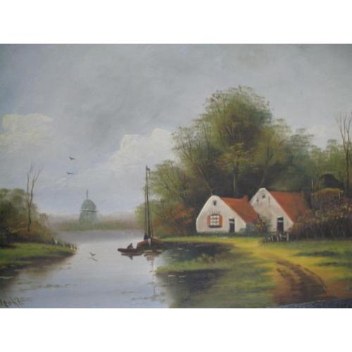 A.de Vecht Schilderij Op houten paneel zonder lijst