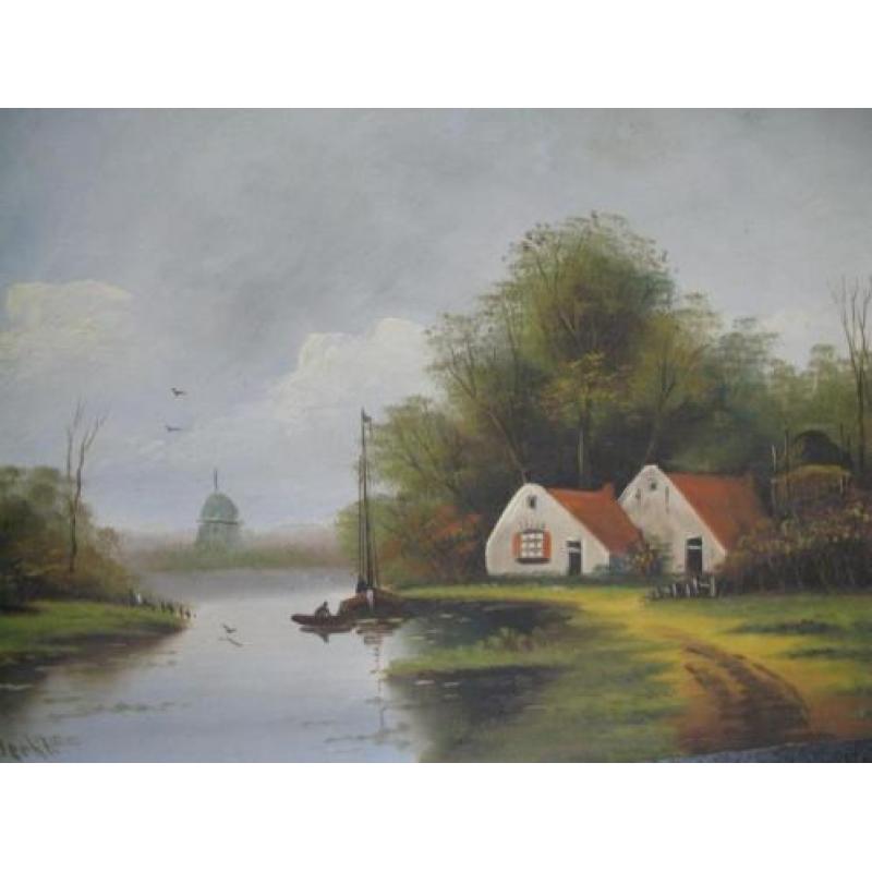 A.de Vecht Schilderij Op houten paneel zonder lijst