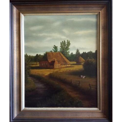Olieverfschilderij boerderij